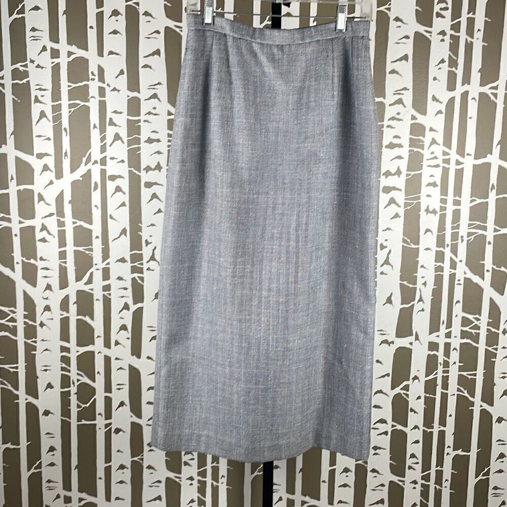 Pendleton Tweed Maxi Pencil Skirt Navy White 10